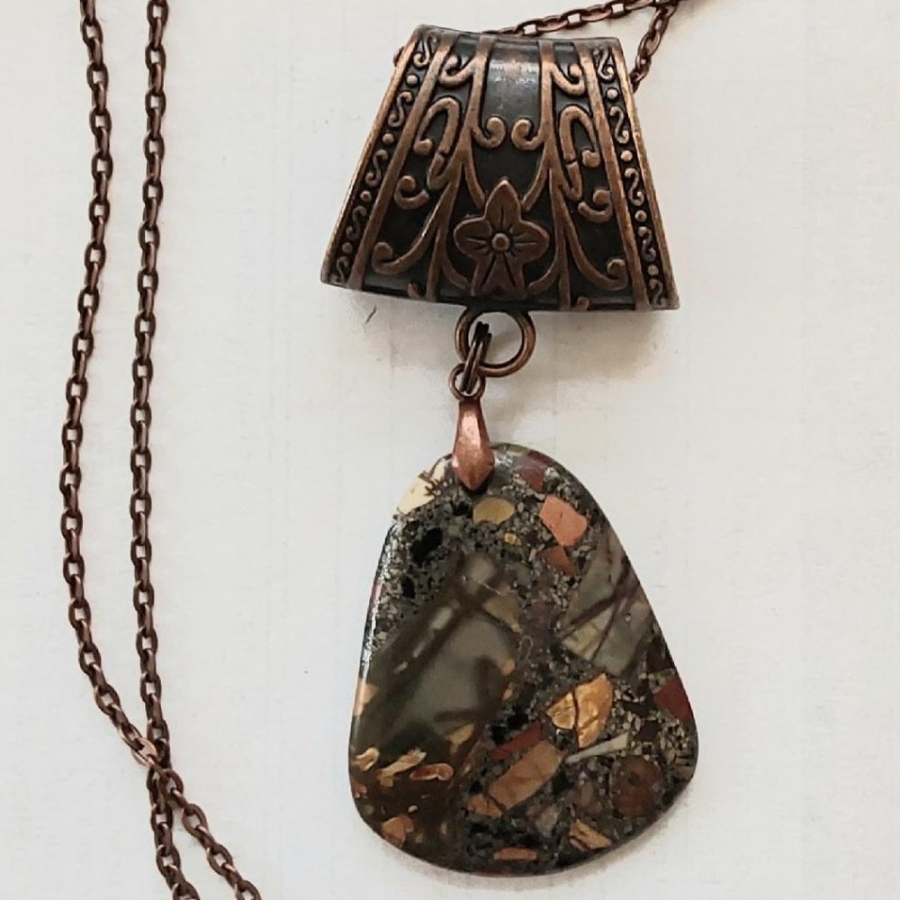 Stone and copper necklace